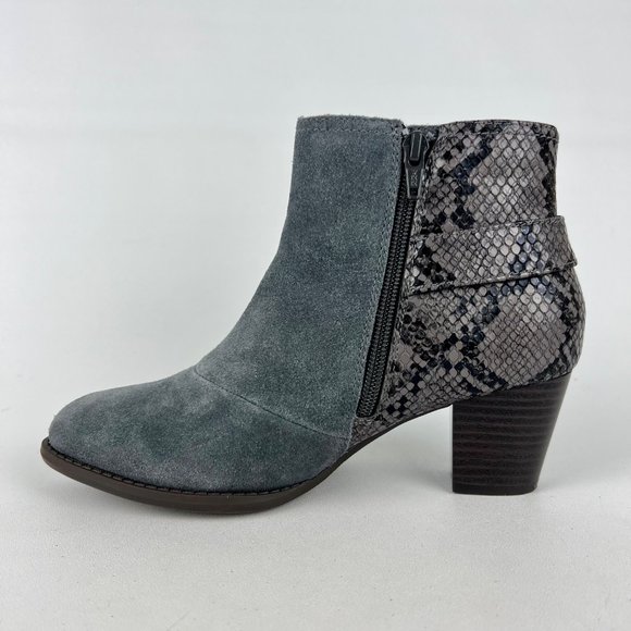 Vionic Naomi Womens Suede Snake Print Water Resistant Ankle Boots Gray size 6.5 - Picture 8 of 16